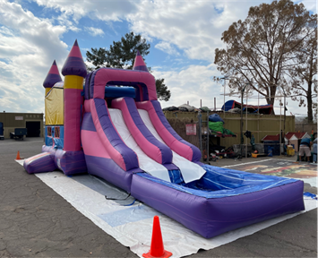 girl water slide with bounce house