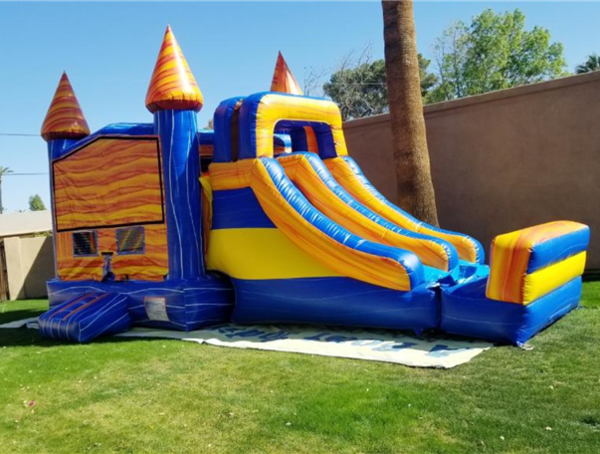 boys combo bounce house rental with 2 dry slides 
